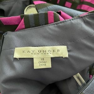 Kay Unger Navy & Purple Plaid Formal Dress